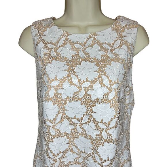 ALICE + OLIVIA WOMEN'S CLYDE SHIFT DRESS, OFF WHITE NWOT Size 8 - Picture 5 of 9